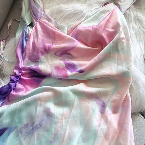 Hello Molly Pastal Rainbow Floral Soft Maxi Sandcastle Dress Ladies Large - Picture 14 of 15